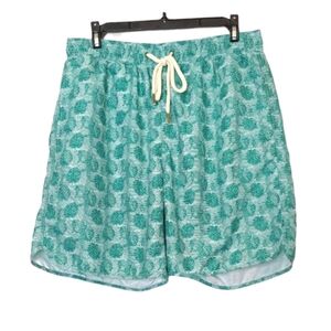 Grayers Men's New Swimwear Blue Surf Leaf Print Swim Trunks Size Medium NWT